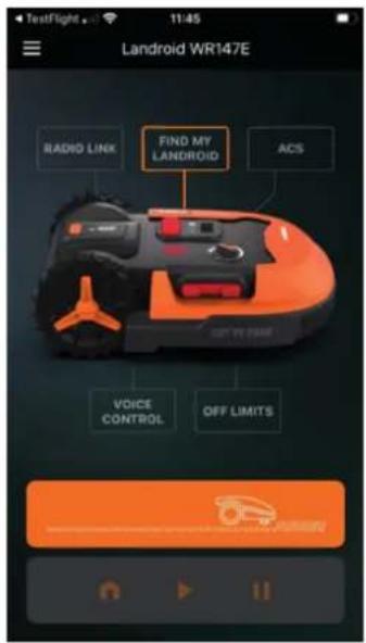 TestFlight 11:45 Android WR147E RADIO LINK FIND MY LANDROID ACS VOICE CONTROL OFF LIMITS