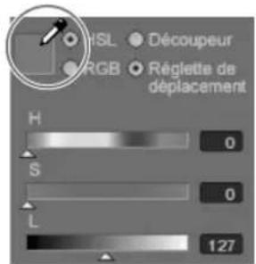 HSL Découpeur RGB Réglette de déplacement H 0 S 0 L 127