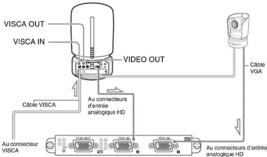 VISCA OUT VISCA IN VIDEO OUT Câble VIGA Au connecteurs d'entrée analogique HD Au connecteur VISCA VIGA OUT VIGA IN VIGA HD Au connecteurs d'entrée analogique HD