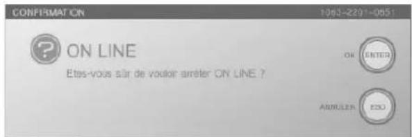 ON LINE Étés-vous sûr de vouloir arrêter ON LINE ? ON ENTER ADJULER E231