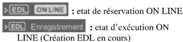 : etat de réservation ON LINE : : etat d'exécution ON LINE (Création EDL en cours)