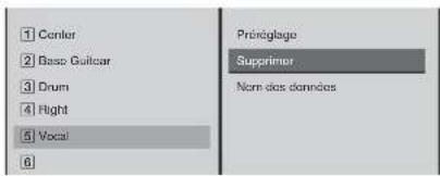 1 Center 2 Base Guitar 3 Drum 4 Right 5 Vocal 6 Princiglage Supprimer Nom dos danções