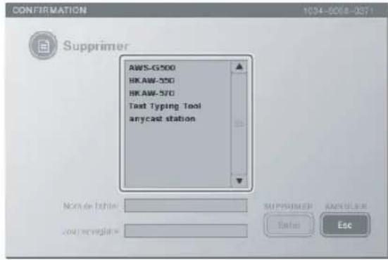 CONFIRMATION 1034-0068-0371 Supprimer AWS-G500 BKAW-350 BKAW-370 Tast Typing Tool anycast station Name of choice: SUPPLIER ANSULDER COSI microglaze: Enter Esc