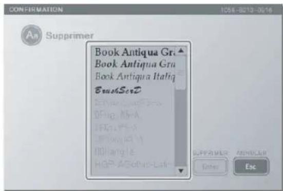 CONFIRMATION 1054-8213-0616 Supprimer Book Antiqua Gra Book Antiqua Gra Book Antiqua Italia BrushScrd Book Antiqua Gra DBP: M-A LPG: P-S-A LPG: M-W IIO: Yang I-E HGP: A/SOP-R-Latin SUPPRIMER ANNUCER Enter Esc