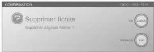 CONFIRMATION Supprimer fichier Supprimer Anycost Station 7 ON OFF ANYOCOST ON