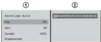 ① Source Logo Aucun Clip 0% Gain 50 Densité 100% Emplacement