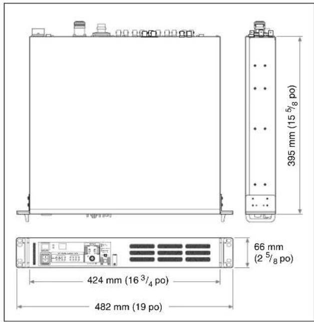395 mm (15 5/8 po) 66 mm (2 5/8 po) 424 mm (16 3/4 po) 482 mm (19 po)