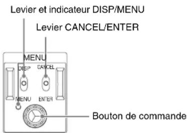 Levier et indicateur DISP/MENU Levier CANCEL/ENTER MENU DISP CANCEL MENU ENTER Bouton de commande