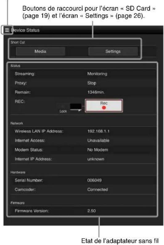 SONY CBK-WA100 - Ecran initial - 1