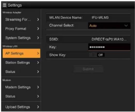 SONY CBK-WA100 - Paramètres du point d'accès (AP Settings) - 1