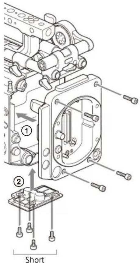 SONY CBK-3620XS - Attach the camera body adaptor (①) and then attach the bottom plate (②). - 1