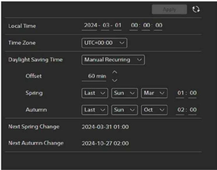 SONY CBK-RPU7 - Lorsque [Daylight Saving Time] est réglé sur [Manual Recurring] - 1