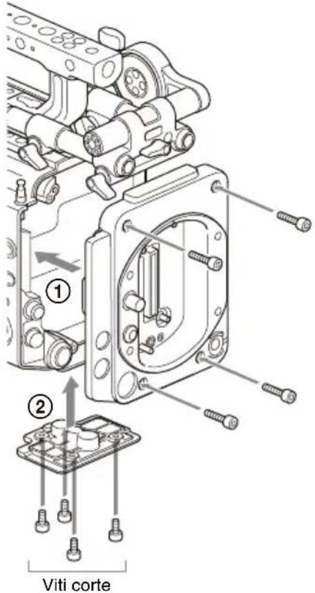 SONY CBK-3610XS - Montare l'adattatore per il corpo della videocamera (①) e quindi montare la piastra inferiore (②). - 1