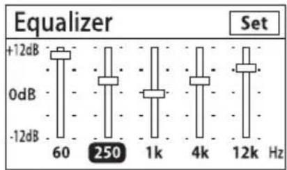 Equalizer Set +12dB 0dB -12dB 60 250 1k 4k 12k Hz