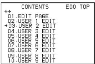 SONY CA4000 - Sélectionnez USER MENU CUSTOMIZE sur l'écran TOP MENU (voir page 21). - 1