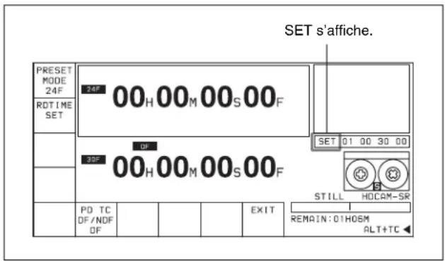 SONY HKSR-5803HQ - 4-3-8 Préréglage du code temporel Pulldown (PDPSET MENU) (quand la carte HKSR-5001 est installée) - 4
