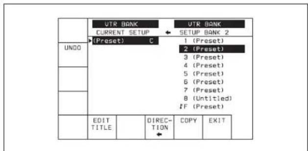 SONY HKSR-5802 - Rappel de réglages de menu d'une banque de mémoire de magnétoscope - 2