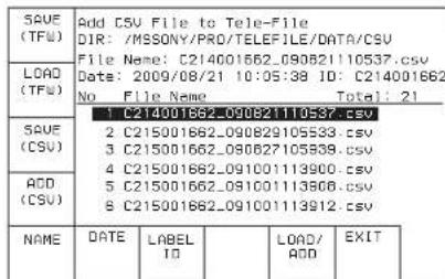 SONY HKSR-5802 - Ajout des données csv du « Memory Stick » dans l'étiquette Tele-File - 1