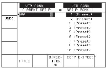SONY HKSR-5001 - Stockage des réglages de menu VTR actuels dans une banque de mémoire VTR - 2