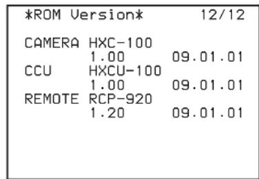 SONY HXCU-100 - Informations de version ROM - 1