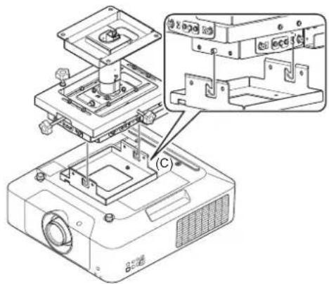 SONY PSS-650 - Befestigen des Projektors am Einstellungshalter - 1