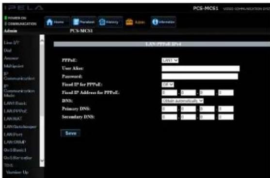 SONY PCS-MCS1 - Connexion LAN à l'aide de PPPoE (LAN1/LAN2) - 2