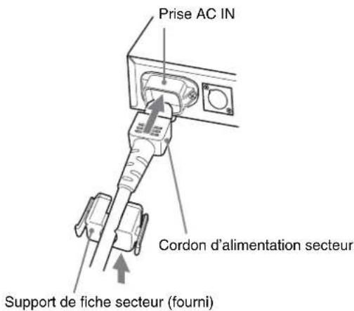 Prise AC IN Cordon d'alimentation secteur Support de fiche secteur (fourni)