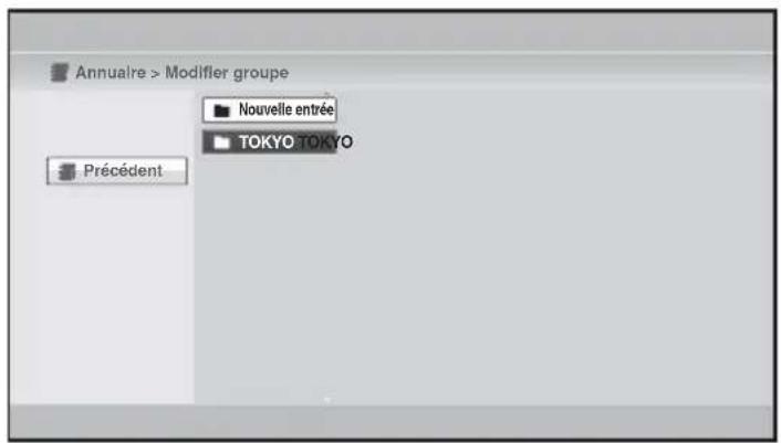 Annuaire > Modifier groupe Nouvelle entrée TOKYO TOKYO Précédent