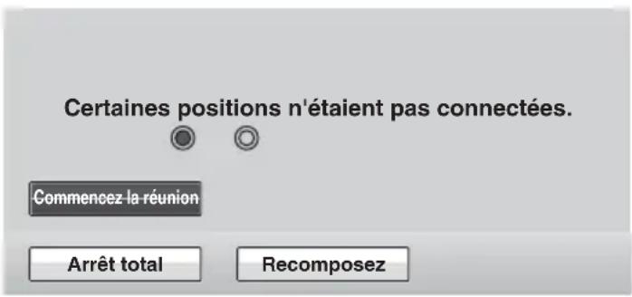 Certaines positions n'étaient pas connectées. Commencez la réunion Arrêt total Recompose