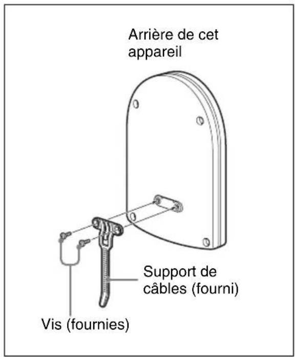 Arrière de cet appareil Support de câbles (fourni) Vis (fournies)
