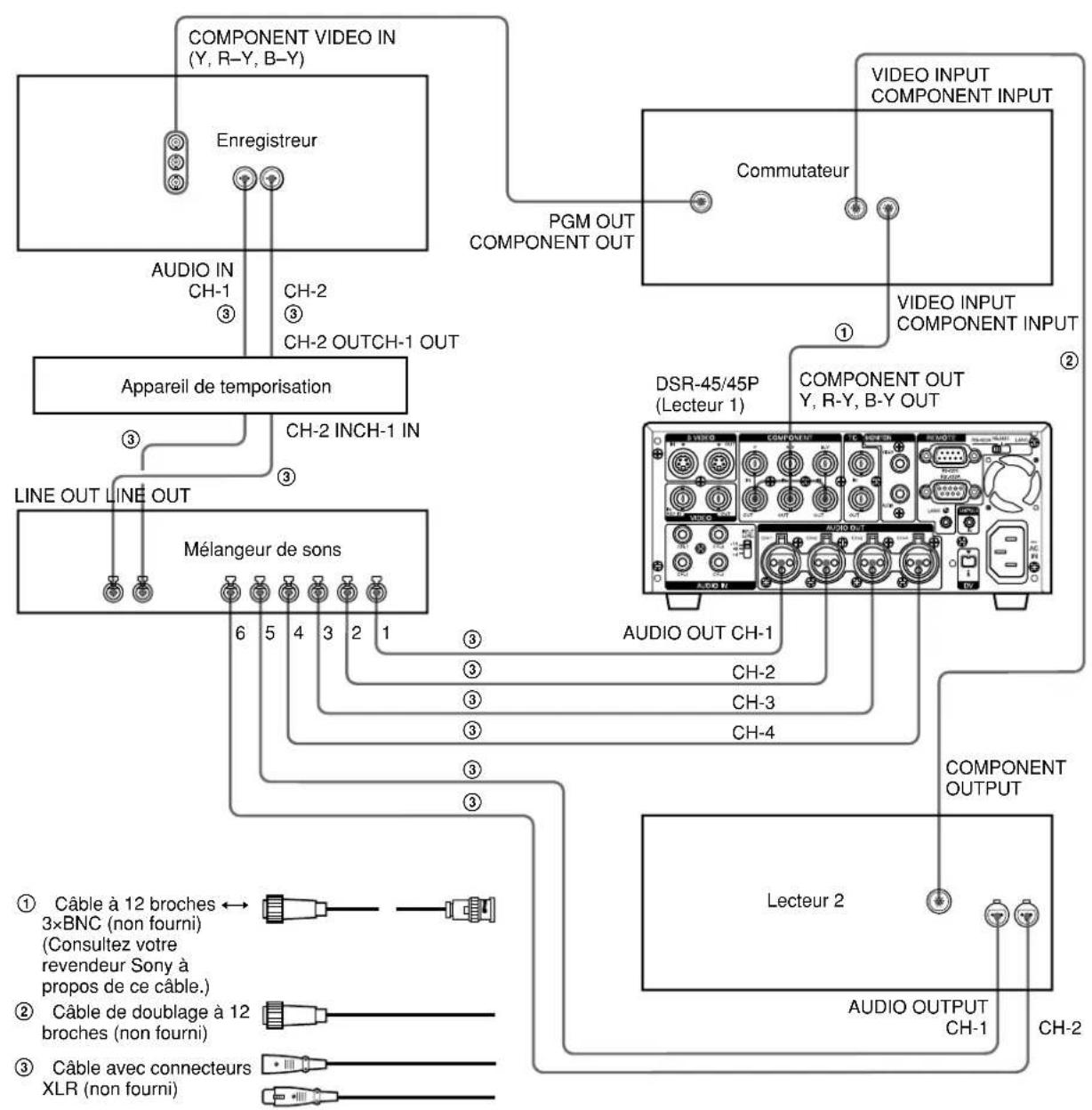 SONY DSR-45P - Raccordements du signal video/audio - 2