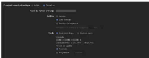 SONY SNT-EX104 - Onglet Enregistrement périodique — Paramétrage du mode d'enregistrement périodique - 1