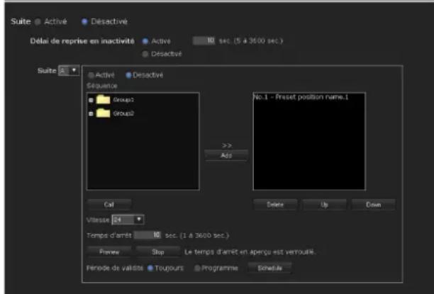 SONY SNT-EX104 - — Paramétrage d'une suite position - 2