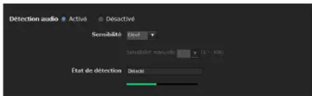 SONY SNT-EX104 - Onglet Détction audio — Paramétrage de la détction audio - 1