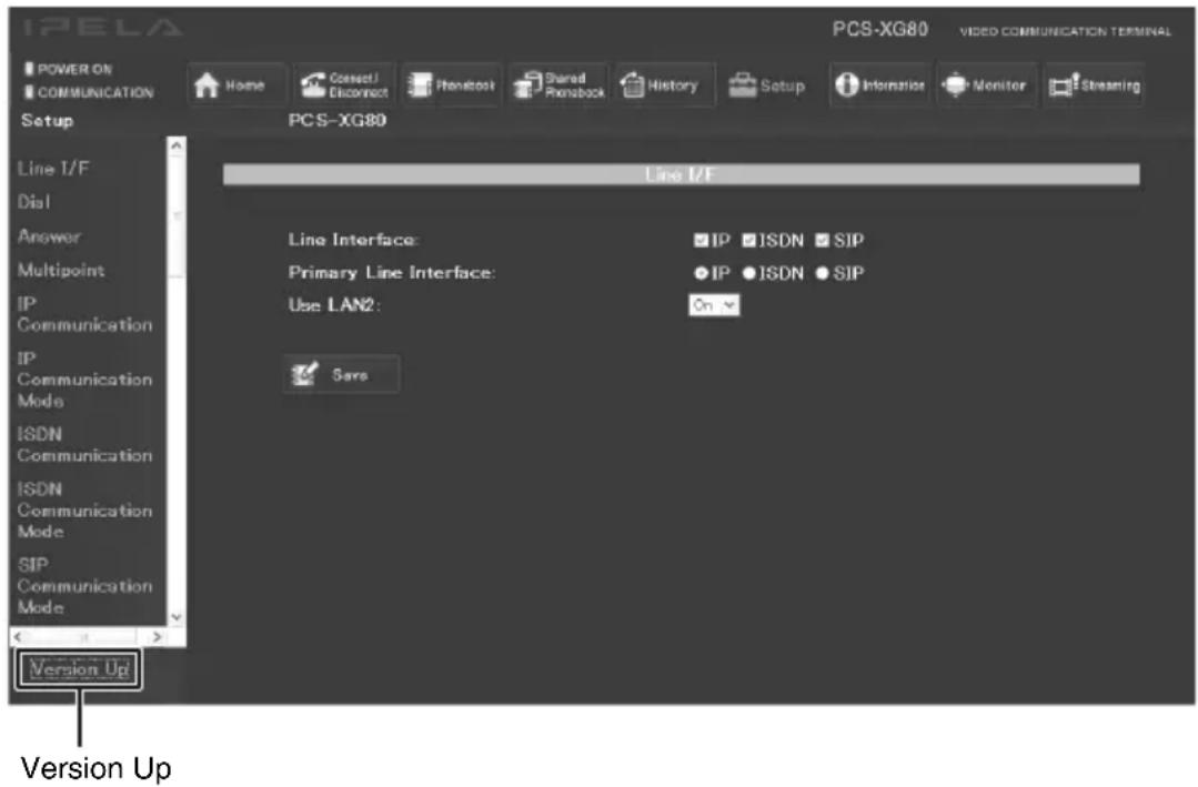 SONY PCS-XG55 - Comment utiliser la page [Version Up] - 1
