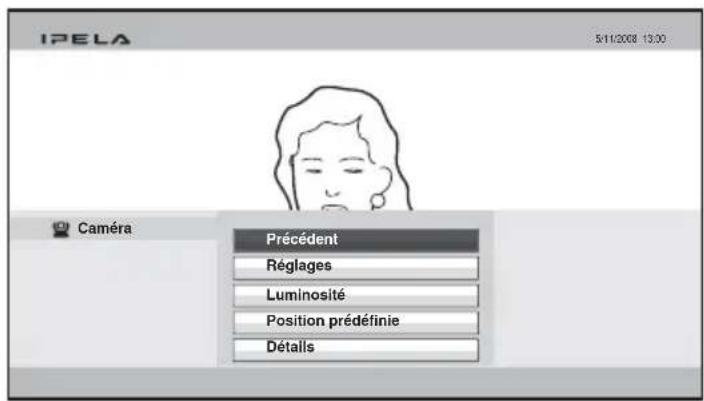 IPELA 5/11/2008 13:00 Caméra Précédent Réglages Luminosité Position prédéfinie Détails