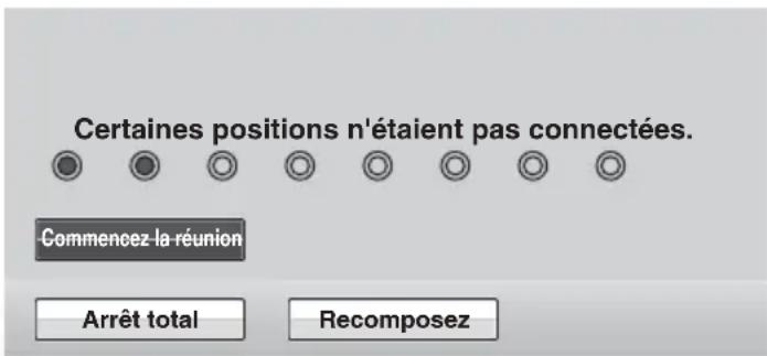 Certaines positions n'étaient pas connectées. Commencez la réunion Arrêt total Recompose