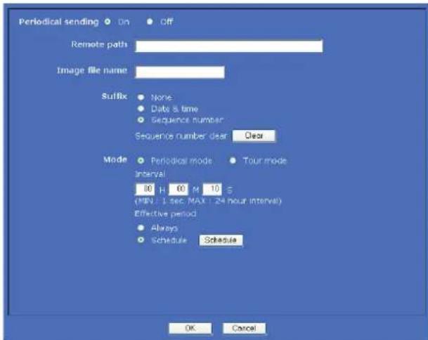 SONY SNC-RX530P - Onglet Periodical sending — Paramétrage d'un envoi périodique à un client FTP - 1