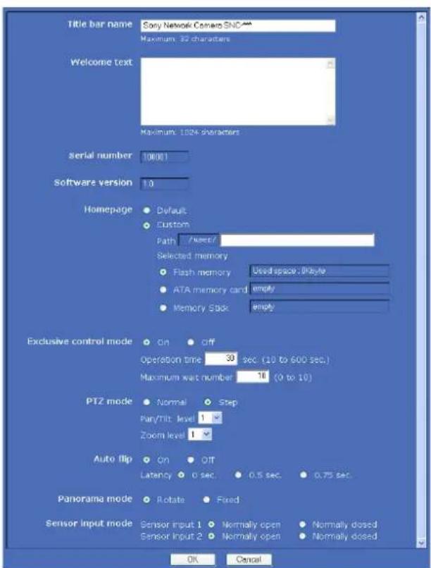 SONY SNC-RX530P - Configuration du système — Menu System - 1