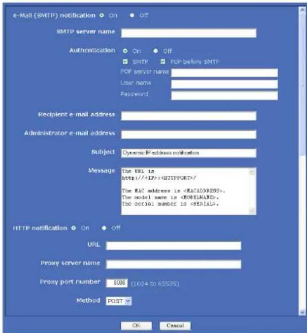 SONY SNC-RX550P - Onglet Dynamic IP address notification — Notification de l'adresse IP - 1