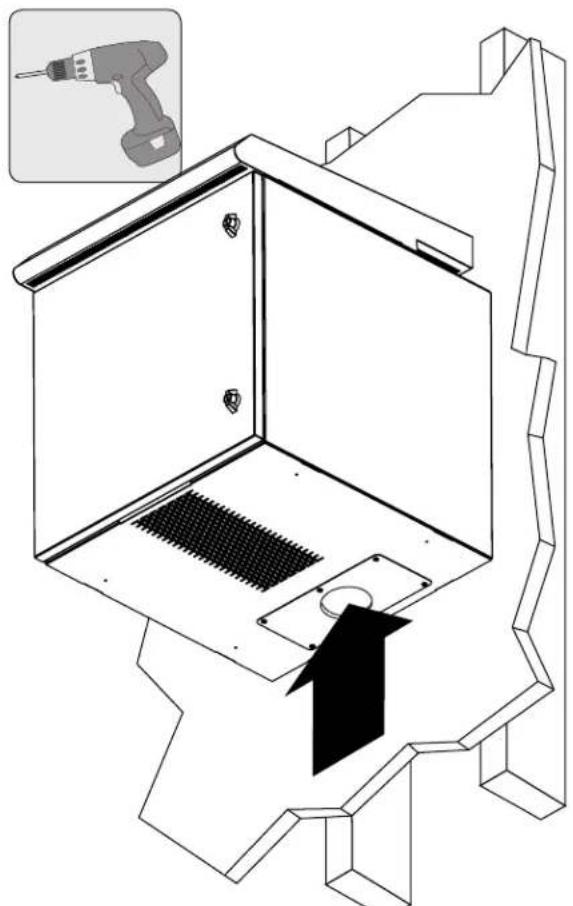 Tripp Lite SRN3RY6U - Use a Drill and Punch (Such as a Greenlee) to Create a Bottom Conduit Cutout - 1