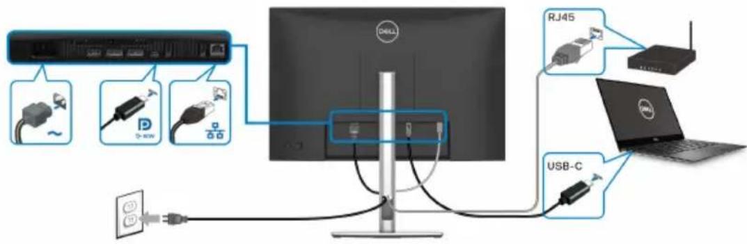 DELL P2425E - Connexion du moniteur pour le câble RJ45 (en option) - 1