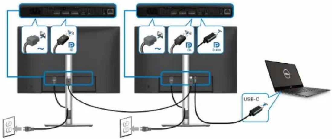DELL P2425E - Connexion du moniteur pour la fonction USB-C MST (transport multi-flux) - 1