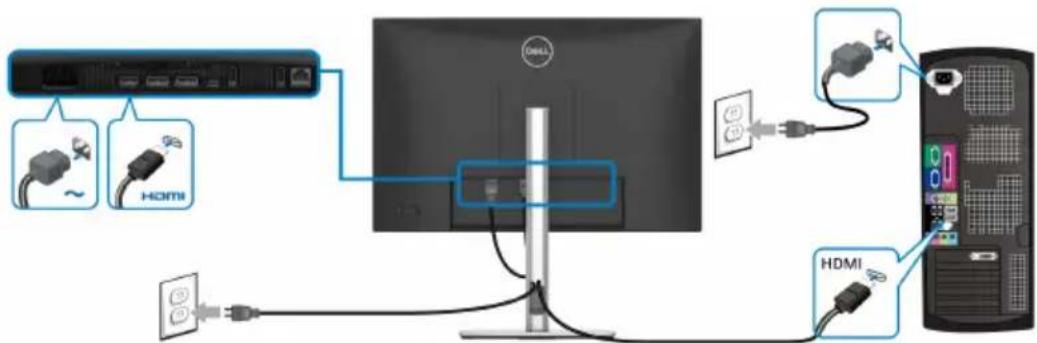 DELL P2425E - Connexion du câble HDMI (en option) - 1