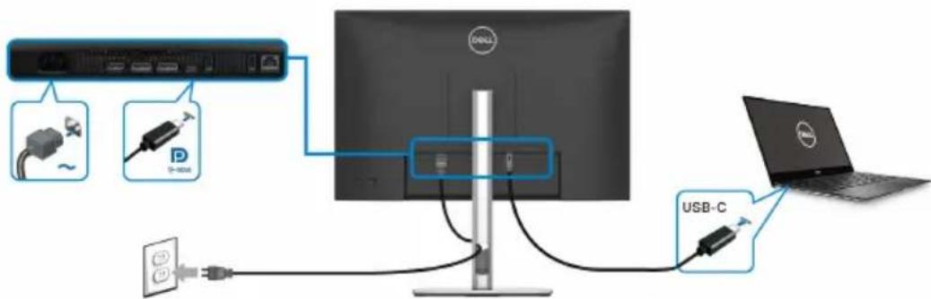 DELL P2425E - Connexion du câble USB-C vers USB-C - 1