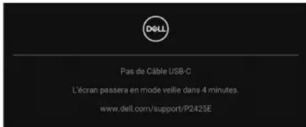 DELL P2425E - REMARQUE : Le message peut être légèrement différent en fonction du signal d'entrée connecté. - 3