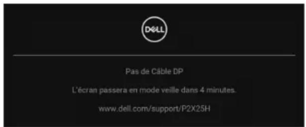 DELL P2425H - REMARQUE : Le message peut être légèrement différent en fonction du signal d'entrée connecté. - 1