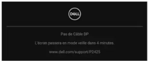 DELL P2425H - REMARQUE : Le message peut être légèrement différent en fonction du signal d'entrée connecté. - 2