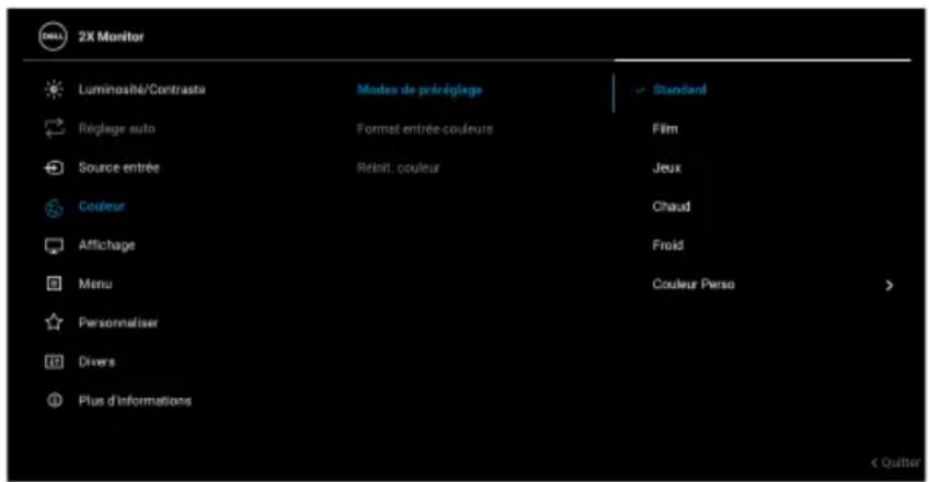DELL P2425H - Modes de préréglage - 1