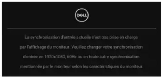 DELL P2425H - Messages d'avertissement OSD - 1